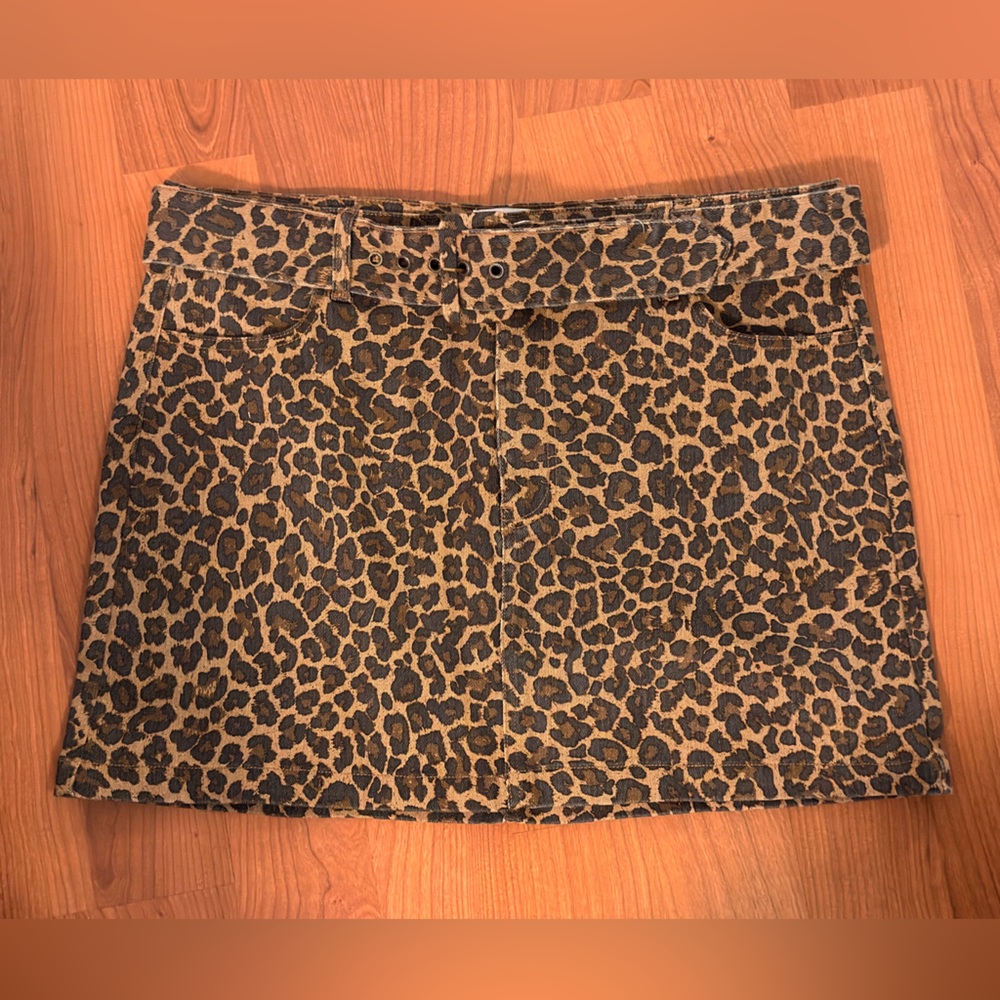 Show Me Your MuMu Leopard Denim Mini Skirt